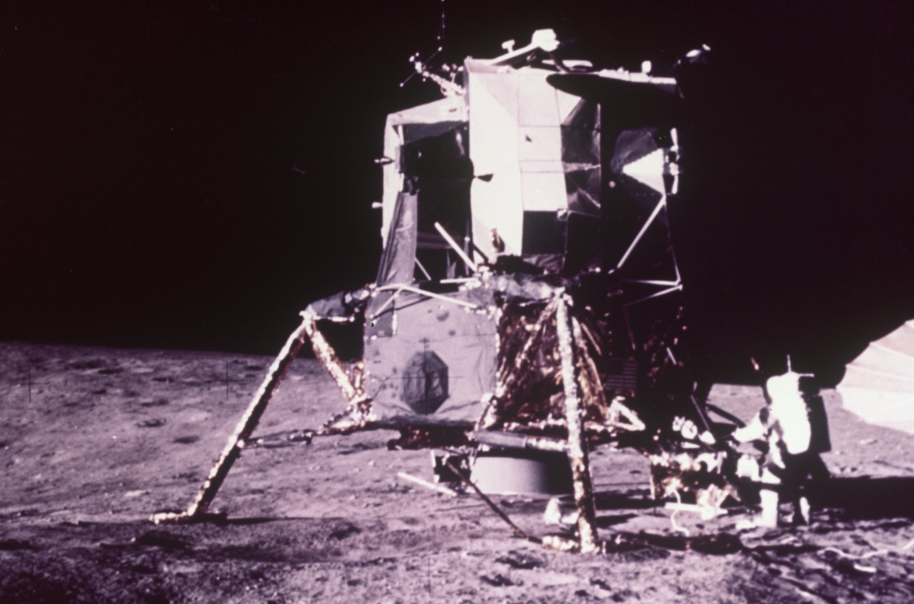 111 Apollo 12 Astronaut and Lunar Module on Lunar Surface -s